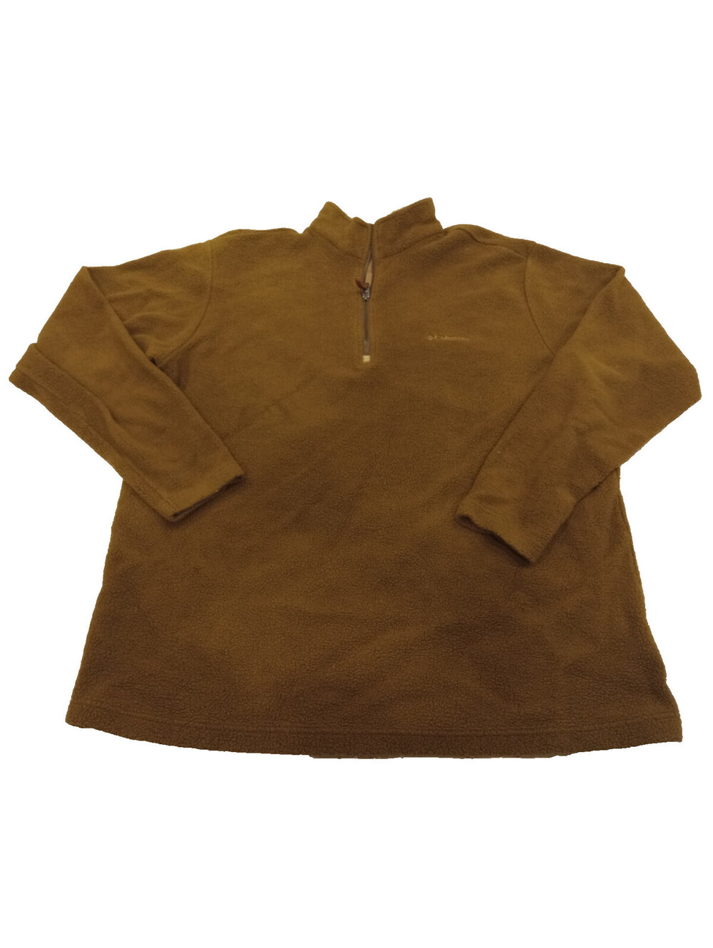 Columbia XCO Fleece Pullover Mens XL Brown Khaki Textured 1/4 Zip Mock Neck XL
